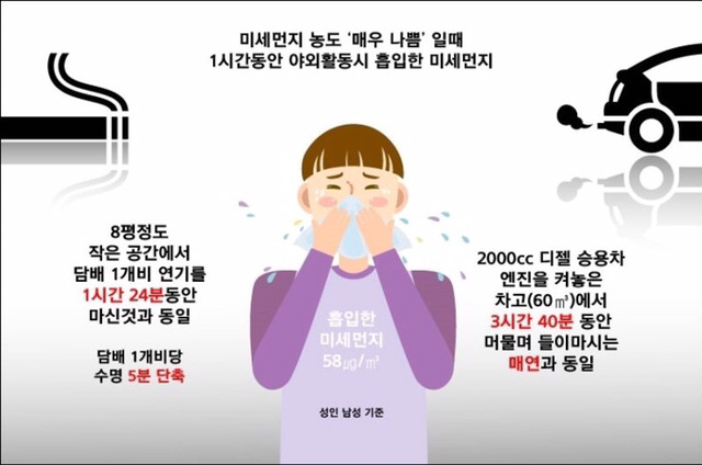 미세먼지 위험성 한번에 이해하기(미세먼지 1시간노출=OOO) | 인스티즈