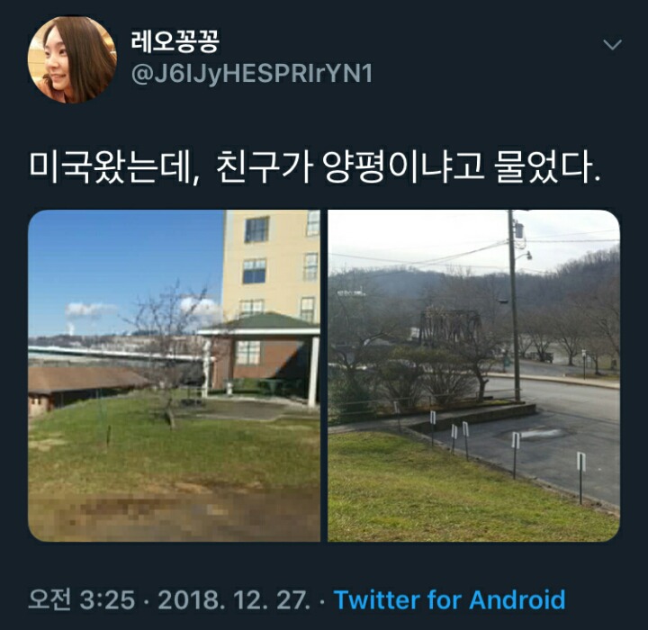 미국왔는데 친구가 양평이냐고 물었다 | 인스티즈