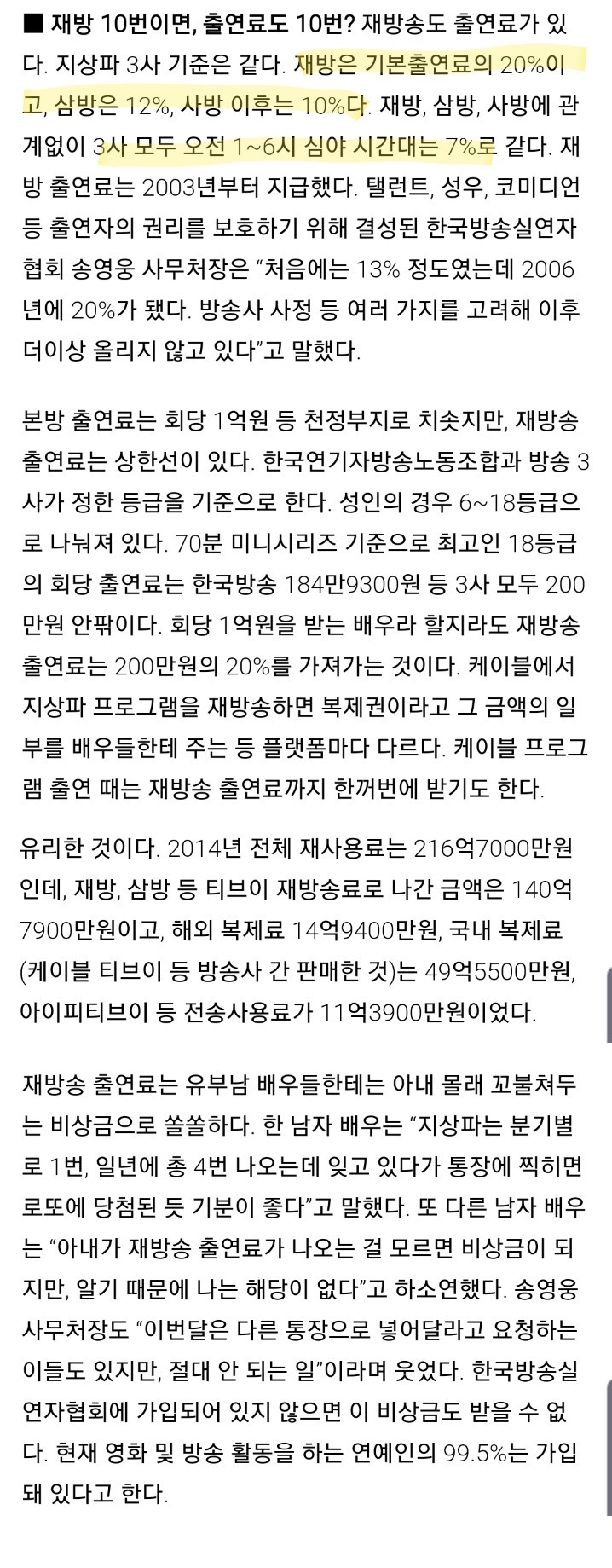 연예인들 재방 출연료 | 인스티즈